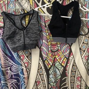 two skinny girl zip up sports bras